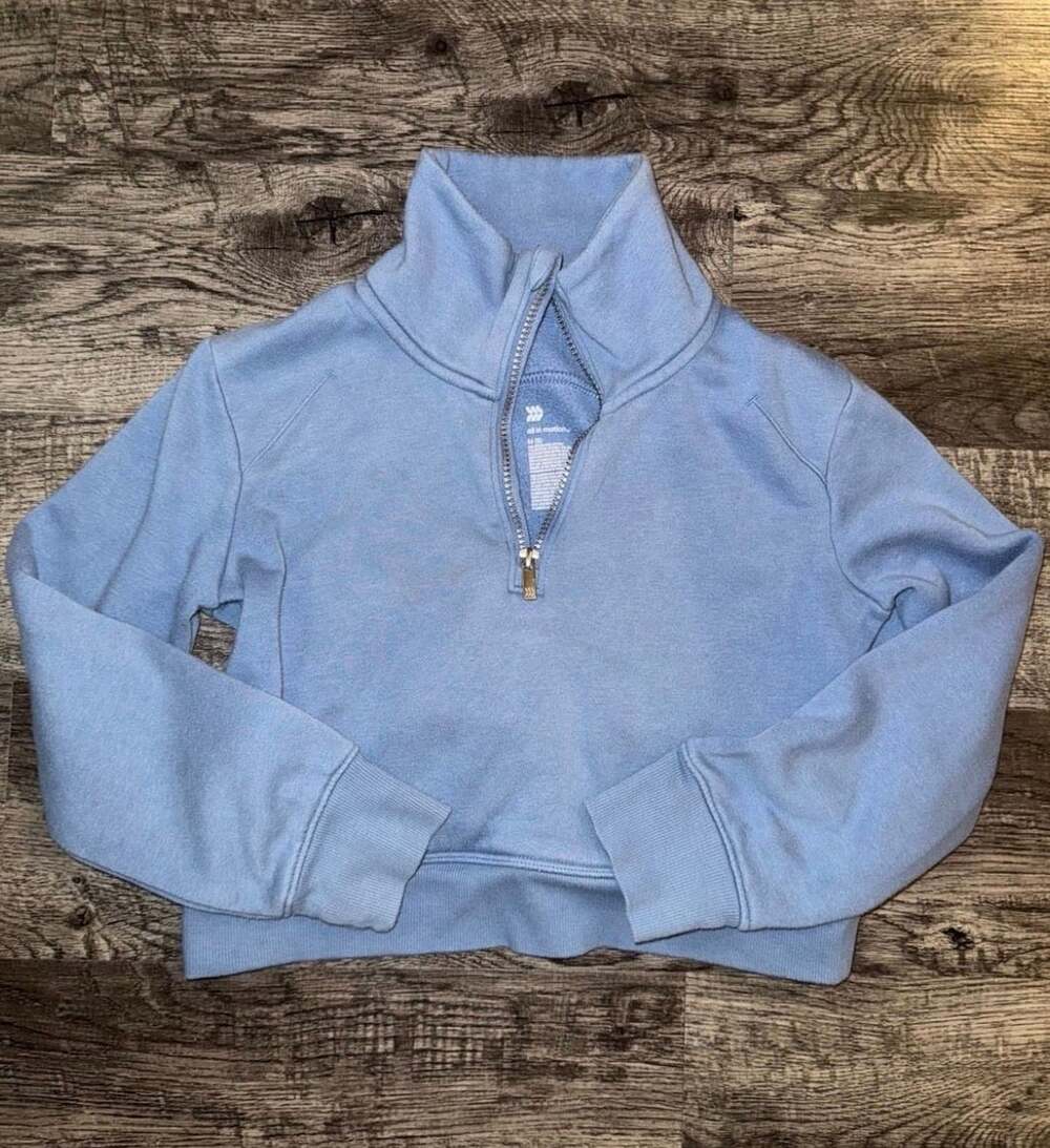 All in Motion Light Blue Half Zip Cropped Pullover Sweatshirt Size M (8)